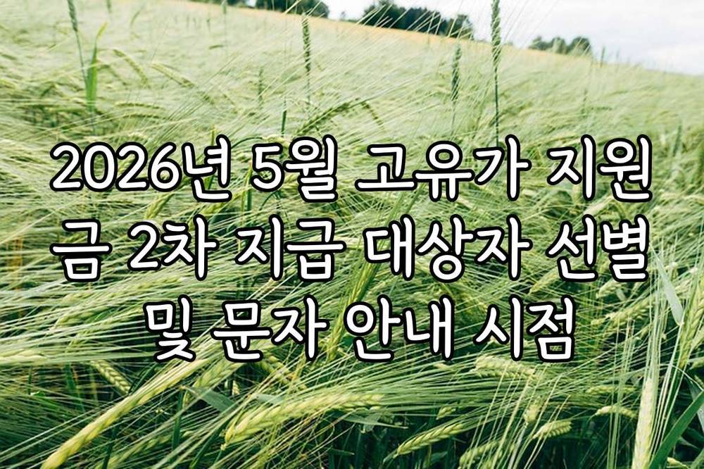 2026년 5월 고유가 지원금 2차 지급 대상자 선별 및 문자 안내 시점