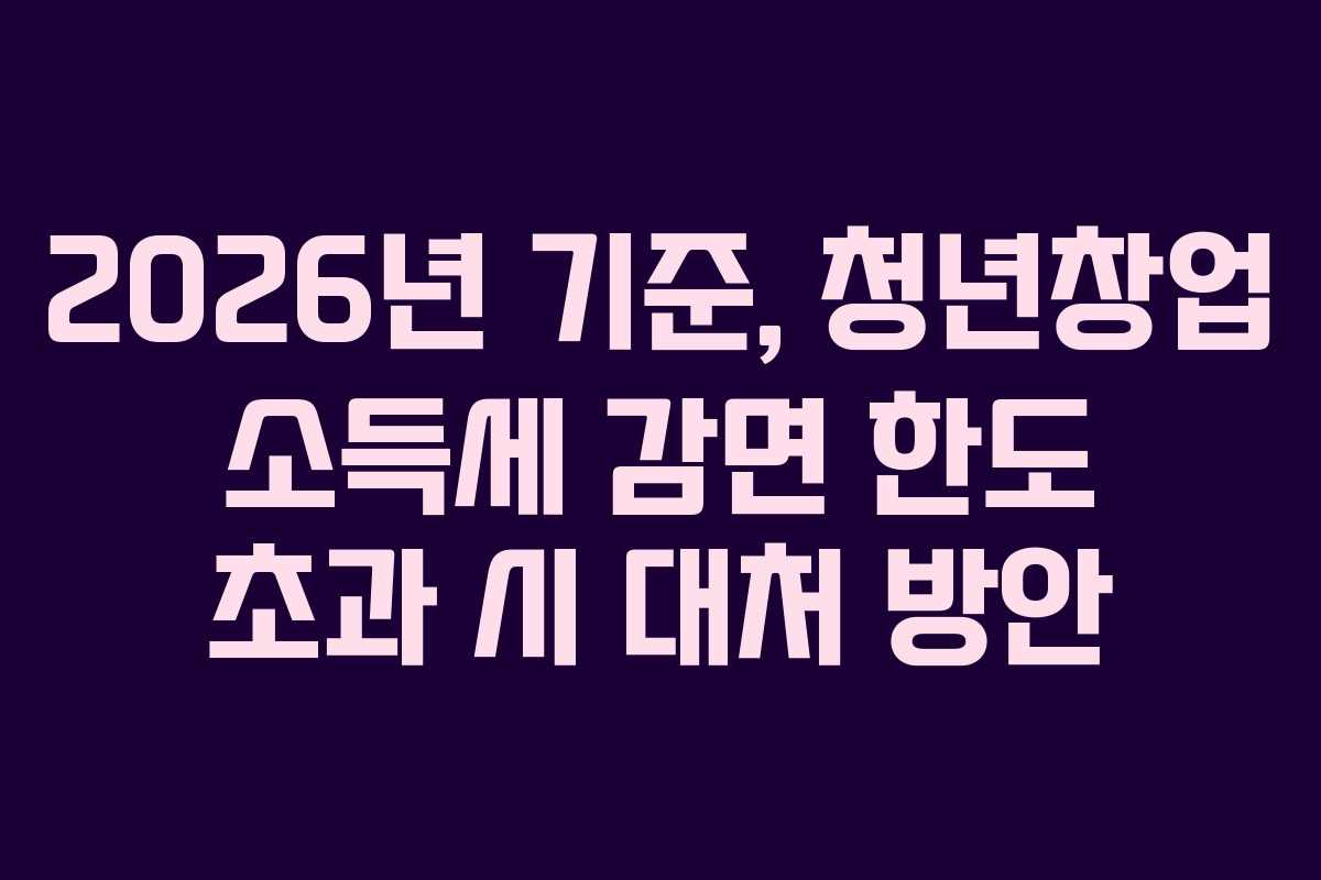 2026년 기준, 청년창업 소득세 감면 한도 초과 시 대처 방안