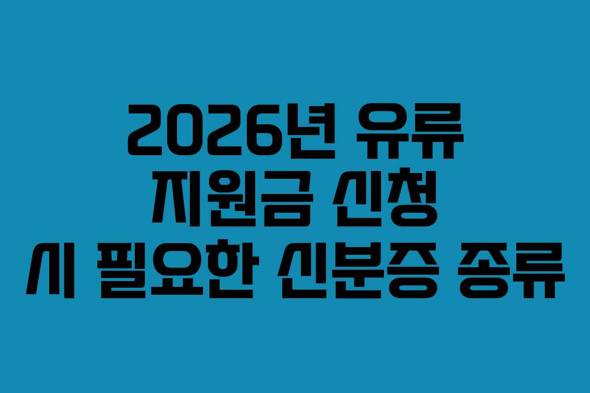 2026년 유류 지원금 신청 시 필요한 신분증 종류