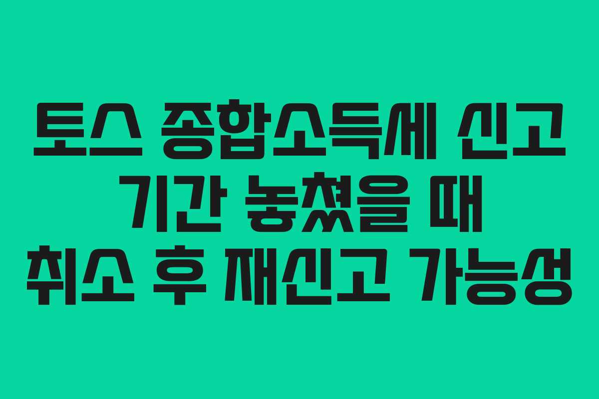 토스 종합소득세 신고 기간 놓쳤을 때 취소 후 재신고 가능성