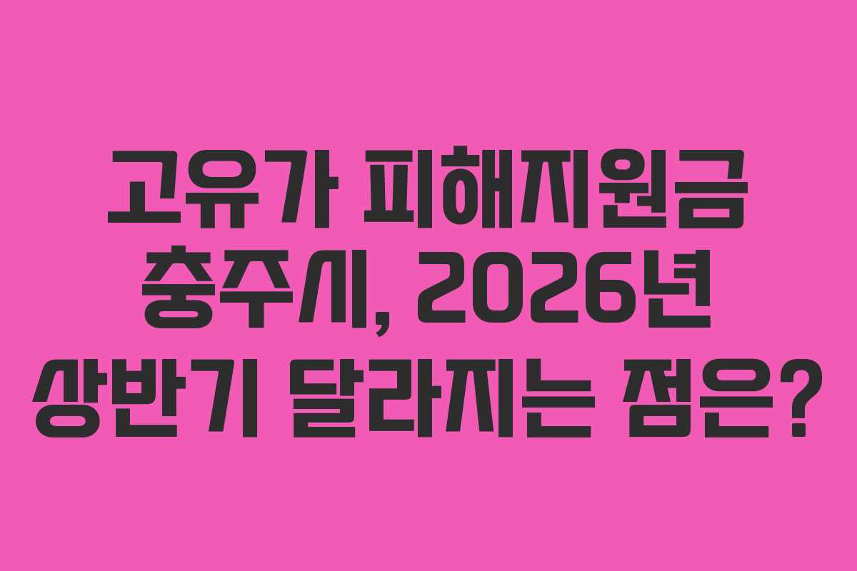 고유가 피해지원금 충주시, 2026년 상반기 달라지는 점은?