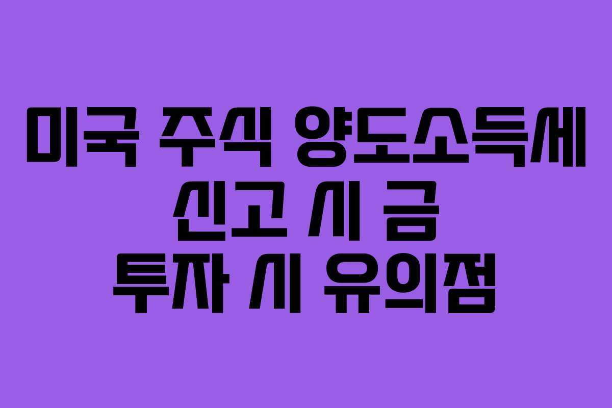 미국 주식 양도소득세 신고 시 금 투자 시 유의점