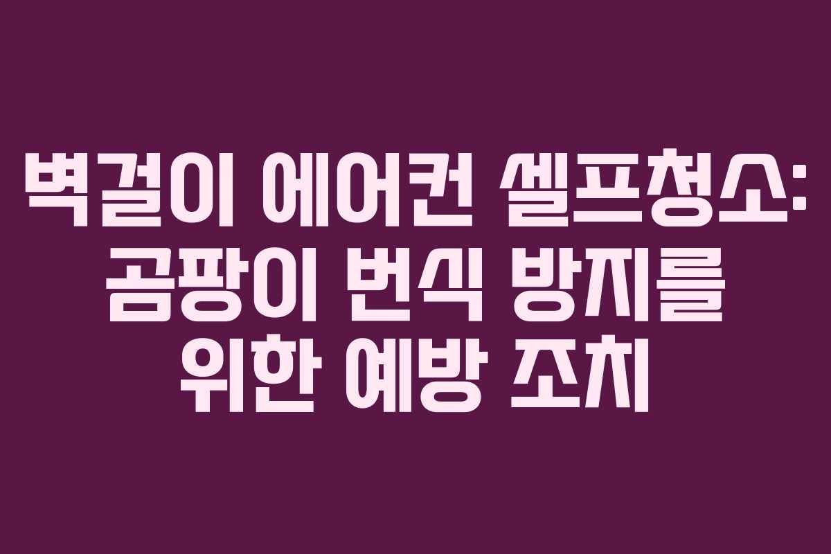 벽걸이 에어컨 셀프청소: 곰팡이 번식 방지를 위한 예방 조치