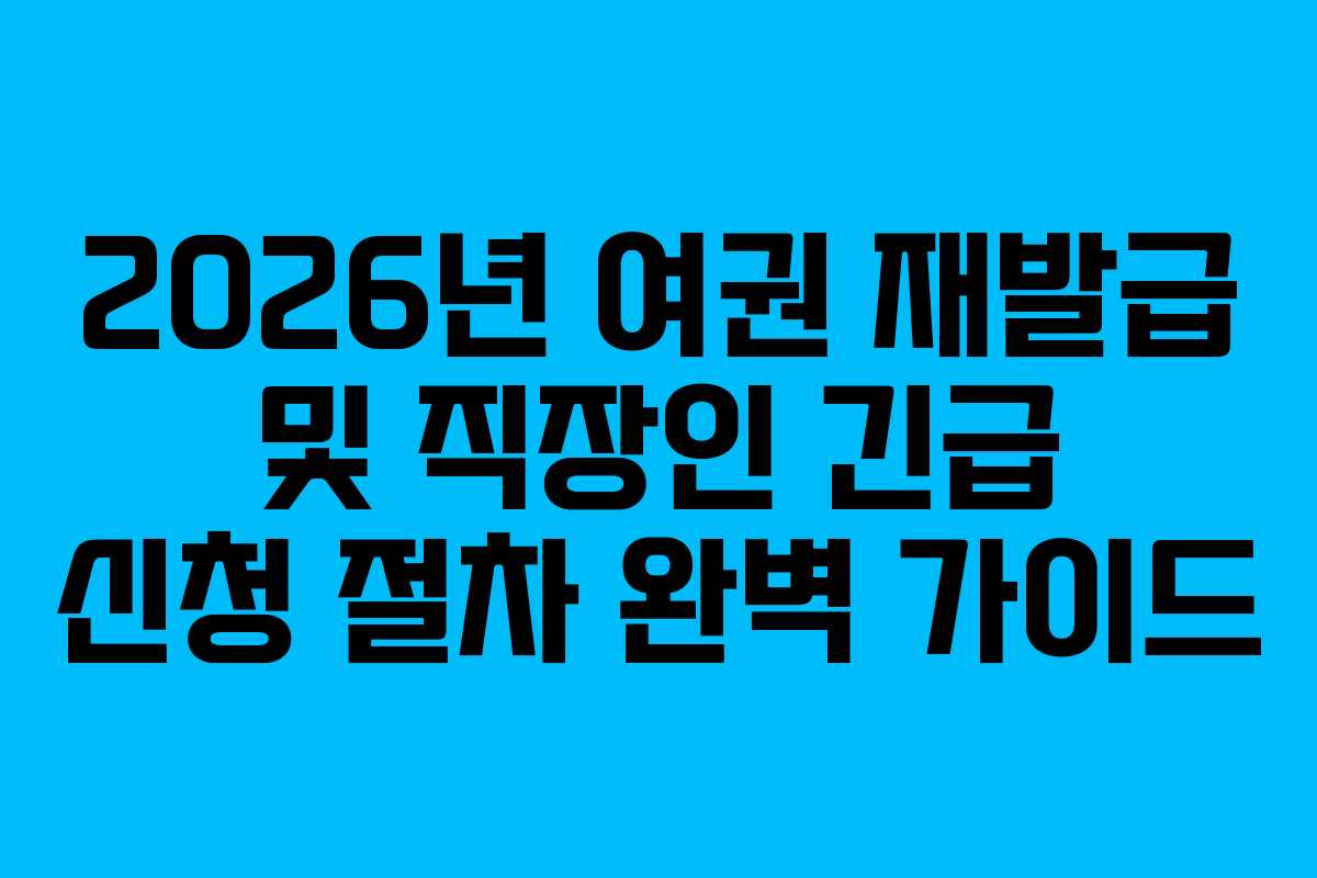 2026년 여권 재발급 및 직장인 긴급 신청 절차 완벽 가이드