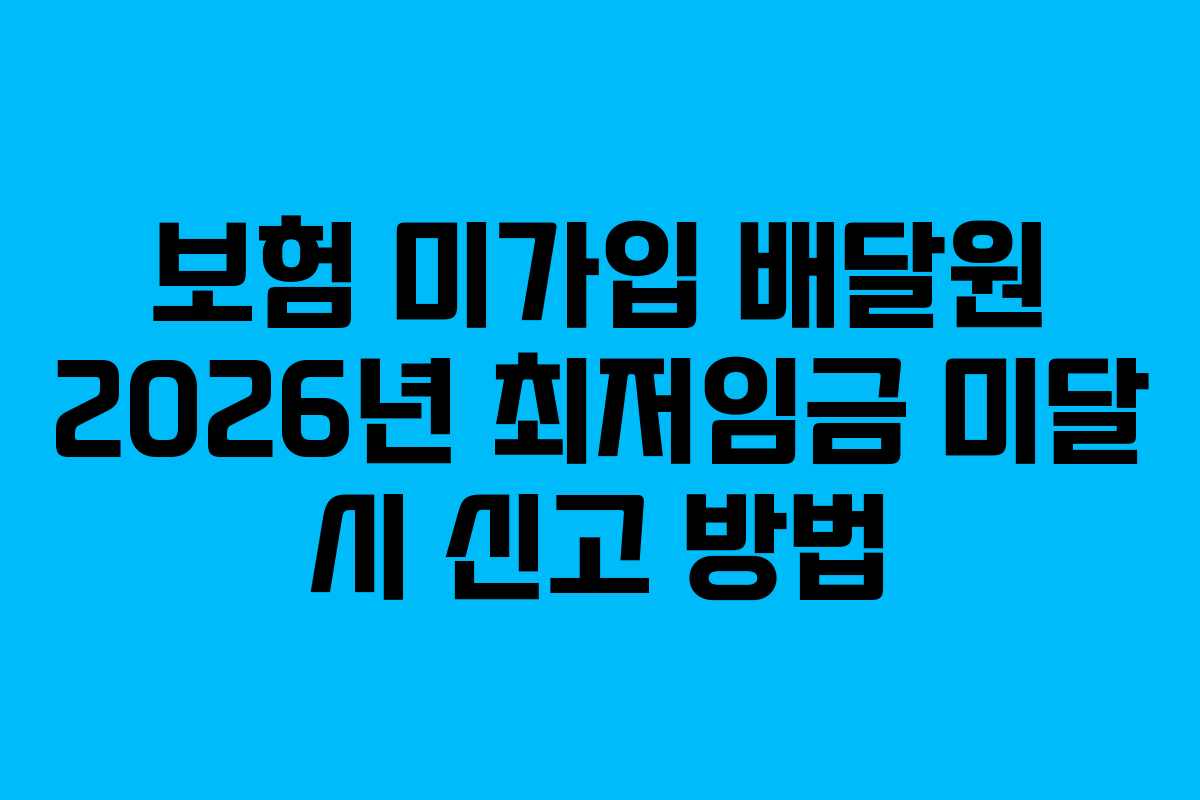 보험 미가입 배달원 2026년 최저임금 미달 시 신고 방법