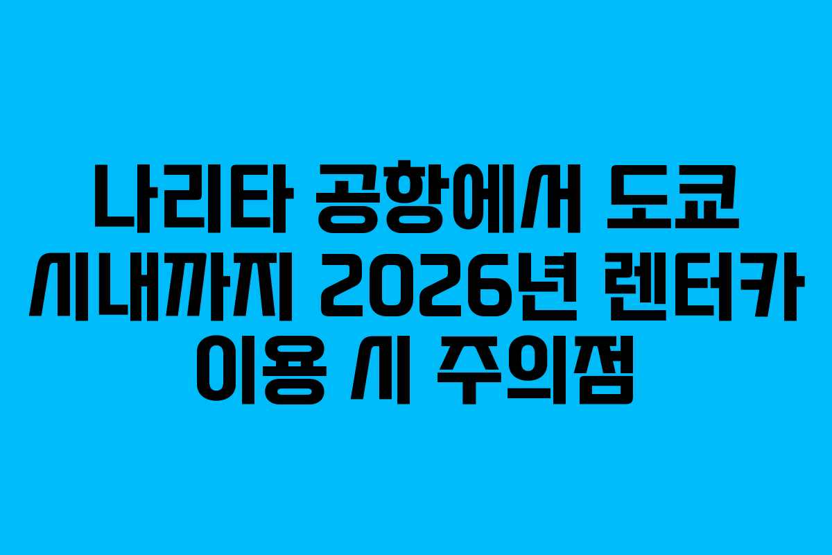 나리타 공항에서 도쿄 시내까지 2026년 렌터카 이용 시 주의점