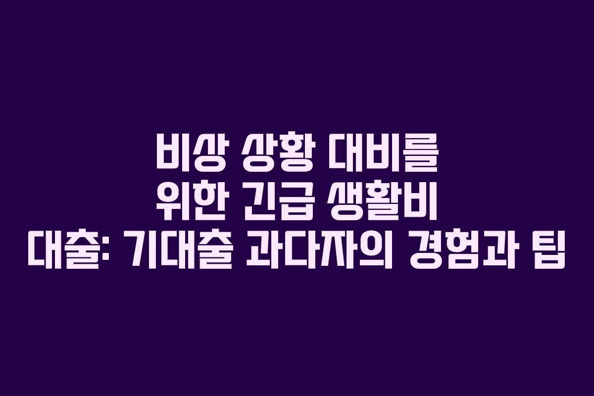 비상 상황 대비를 위한 긴급 생활비 대출: 기대출 과다자의 경험과 팁